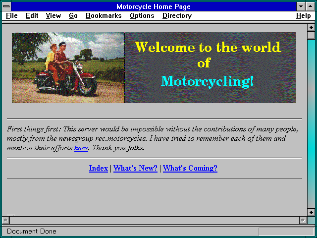 Screenshot of Motorcycle Home Page