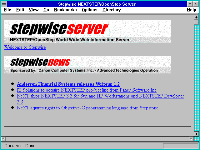 Screenshot of Stepwise NEXTSTEP/OpenStep Server