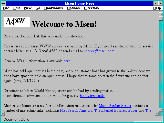 Screenshot of Msen Home Page