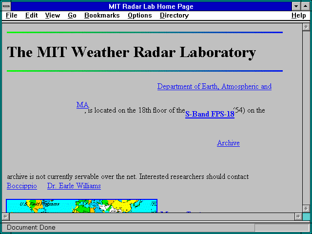 Screenshot of MIT Radar Lab Home Page