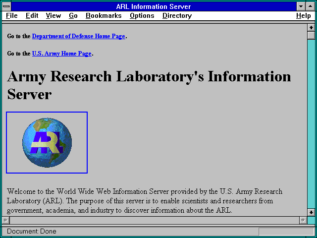 Screenshot of Army Research Laboratory
