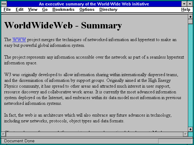 Screenshot of An executive summary of the World-Wide Web initiative