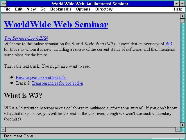 Screenshot of World-Wide Web: An Illustrated Seminar