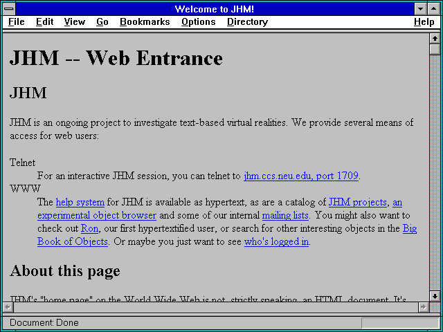 Screenshot of Welcome to JHM!