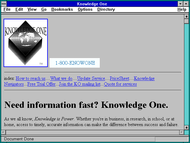 Screenshot of Knowledge One $$$