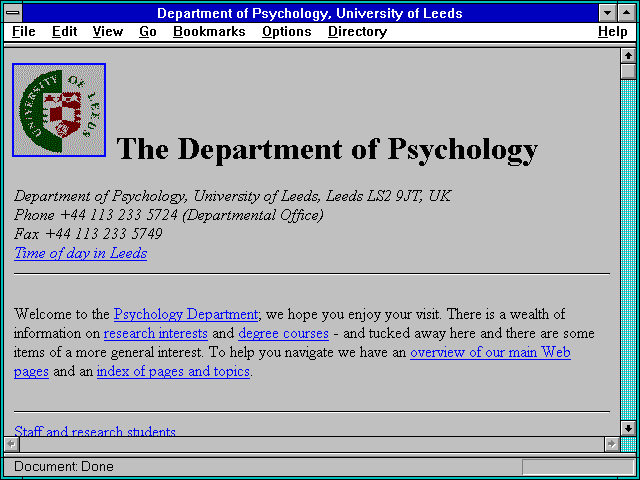 Screenshot of Department of Psychology University of Leeds