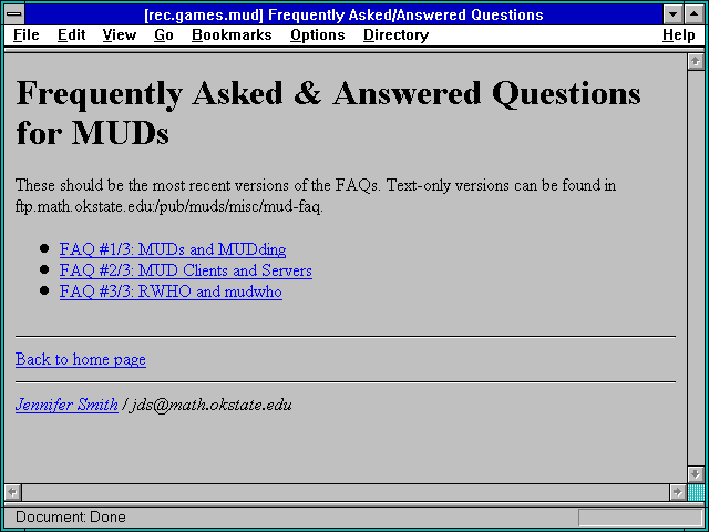 Screenshot of rec.games.mud Frequently Asked/Answered Questions