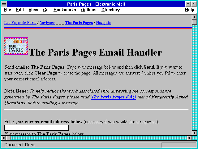 Screenshot of Paris Pages - Electronic Mail
