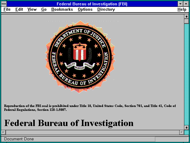 Screenshot of FBI Home Page