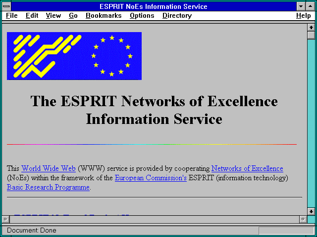 Screenshot of ESPRIT NoEs Information Service