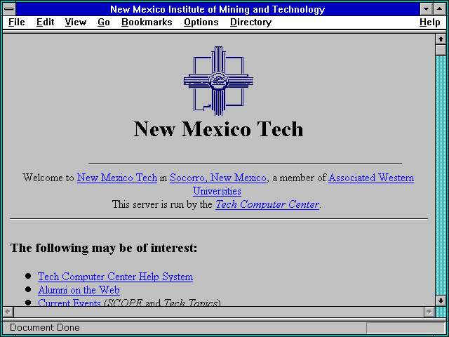 Screenshot of New Mexico Institute of Mining and Technology