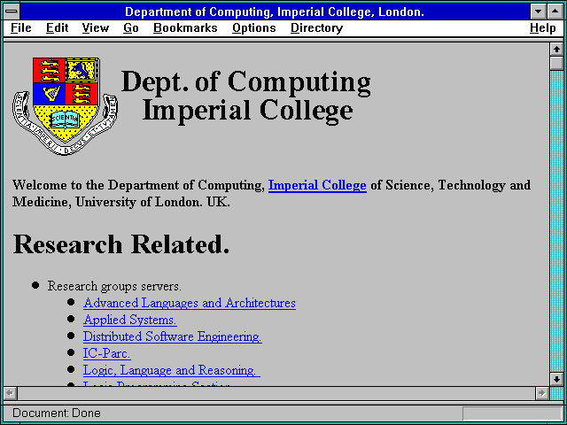 Screenshot of Department of Computing Imperial College London.