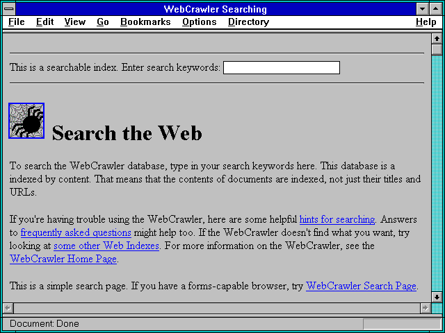 Screenshot of WebCrawler