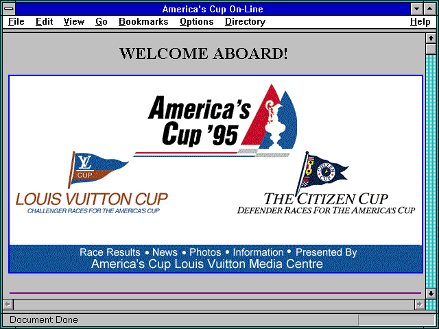 Screenshot of America's Cup On-Line