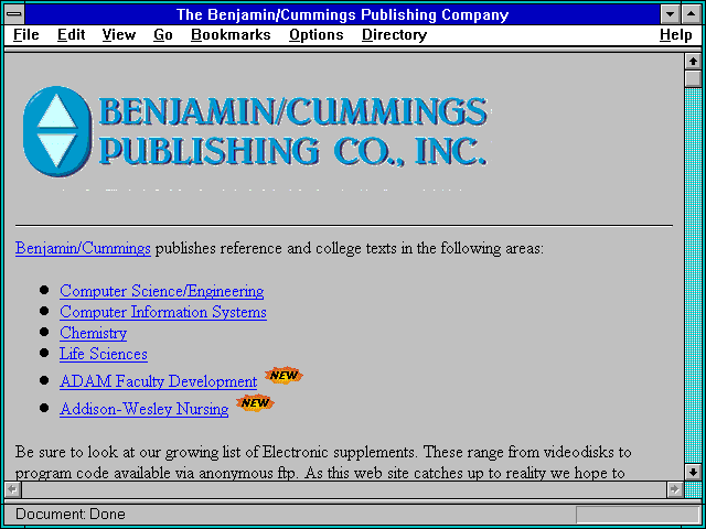 Screenshot of The Benjamin/Cummings Publishing Company