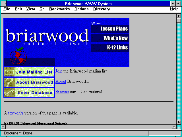 Screenshot of Briarwood WWW System