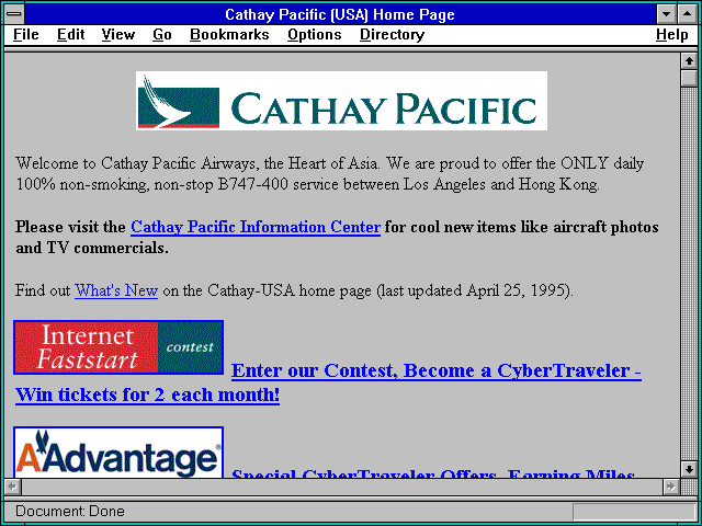 Screenshot of Cathay Pacific (USA) Home Page