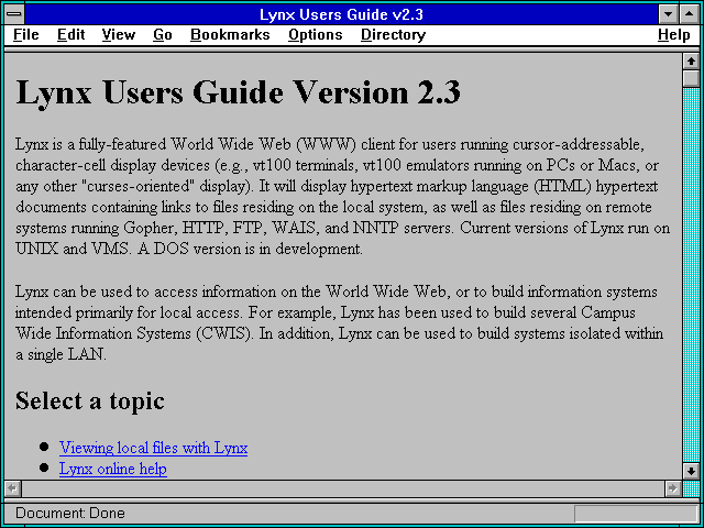 Screenshot of Lynx Users Guide v2.3