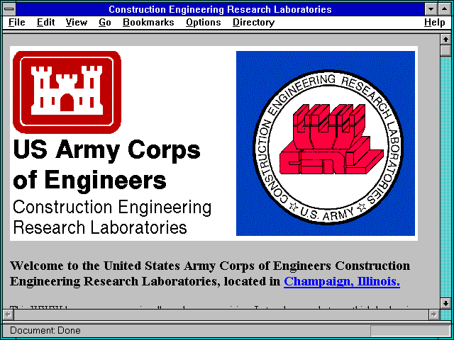 Screenshot of Construction Engineering Research Laboratories