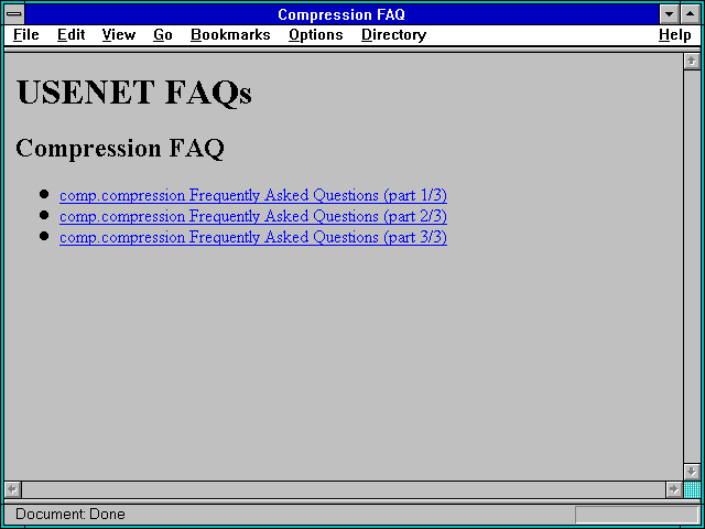 Screenshot of Compression FAQ
