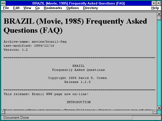 Screenshot of BRAZIL (Movie 1985) Frequently Asked Questions (FAQ)