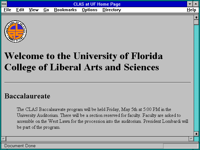 Screenshot of CLAS at UF Home Page
