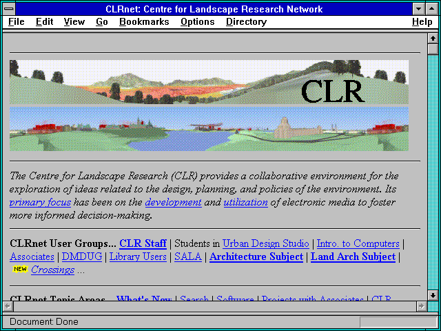 Screenshot of CLRNet: Centre for Landscape Research Network, University of Toronto