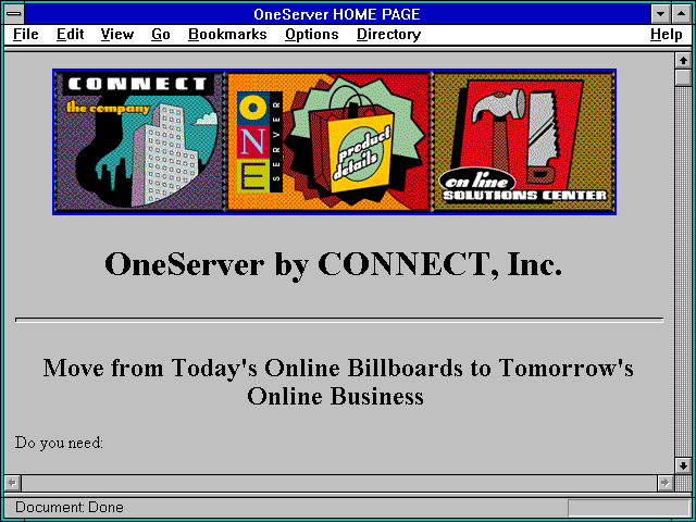 Screenshot of OneServer HOME PAGE
