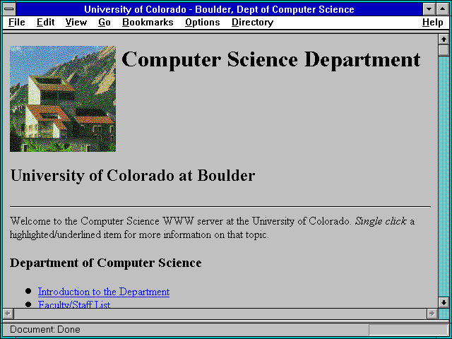 Screenshot of University of Colorado - Boulder Dept of Computer Science
