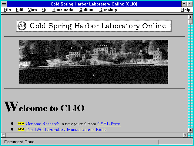 Screenshot of Cold Spring Harbor Laboratory Online (CLIO)