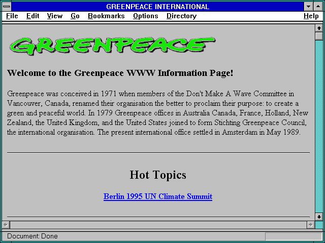 Screenshot of GREENPEACE INTERNATIONAL