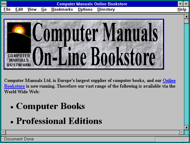 Screenshot of Computer Manuals Online Bookstore