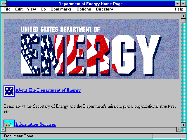 Screenshot of Department of Energy Home Page