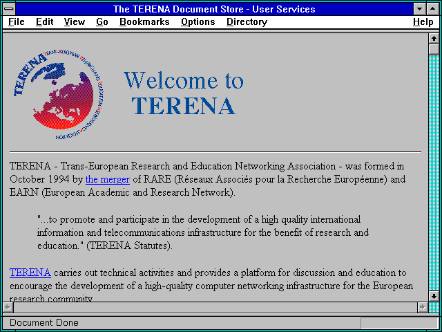 Screenshot of The TERENA Document Store - User Services