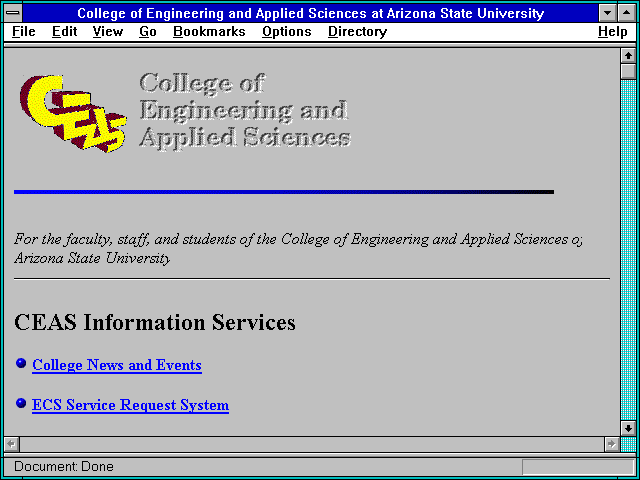 Screenshot of llege of Engineering and Applied Sciences at Arizona State University