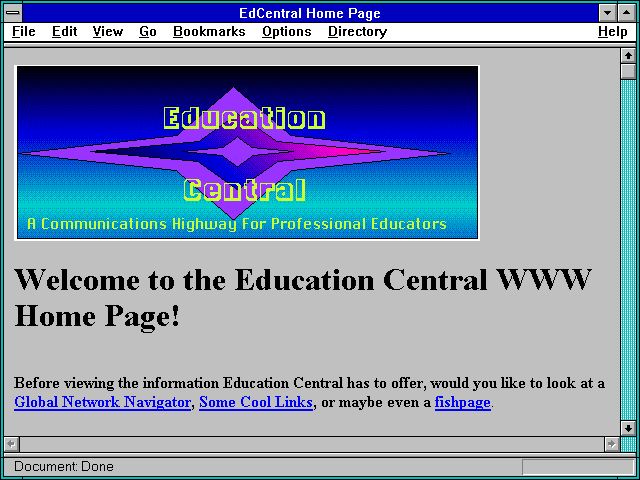 Screenshot of EdCentral Home Page