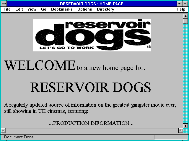 Screenshot of RESERVOIR DOGS : HOME PAGE