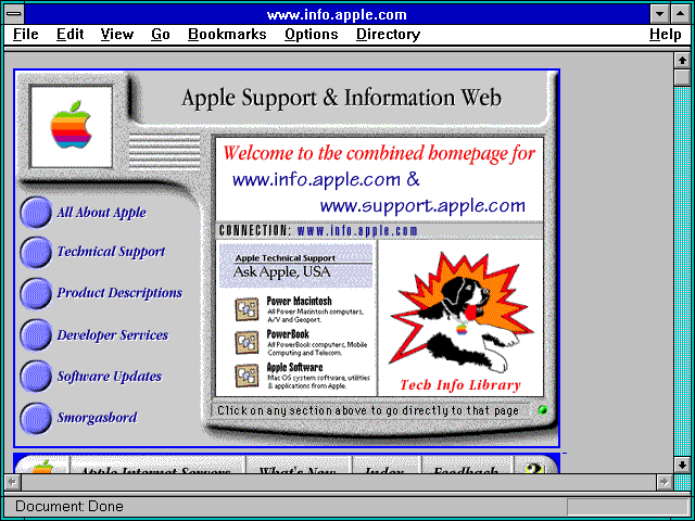 Screenshot of Apple Support and Information Web