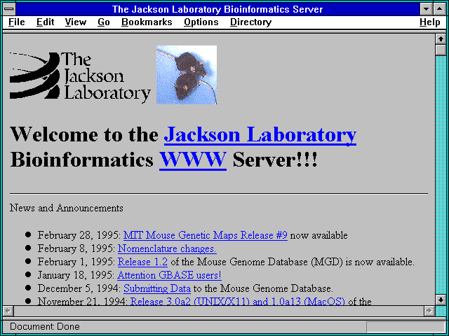 Screenshot of The Jackson Laboratory Bioinformatics Server