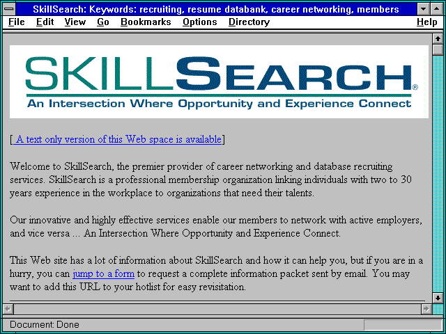 Screenshot of SkillSearch Corporation
