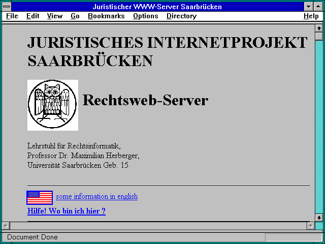 Screenshot of Juristischer WWW-Server Saarbrucken