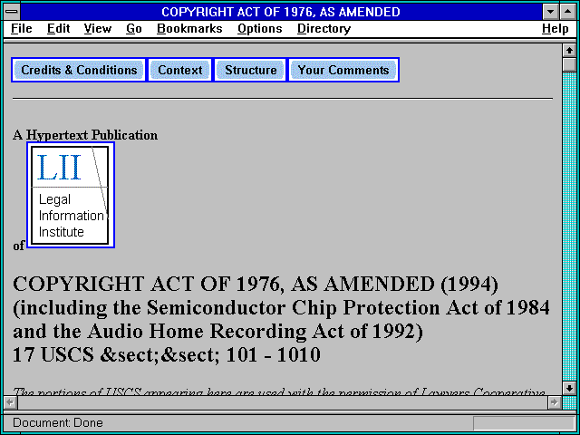 Screenshot of COPYRIGHT ACT OF 1976 AS AMENDED
