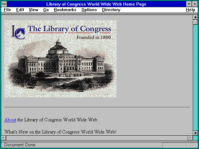 Screenshot of Library of Congress World Wide Web Home Page