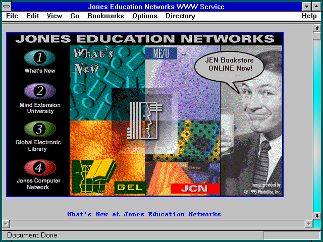 Screenshot of Jones Education Networks WWW Service