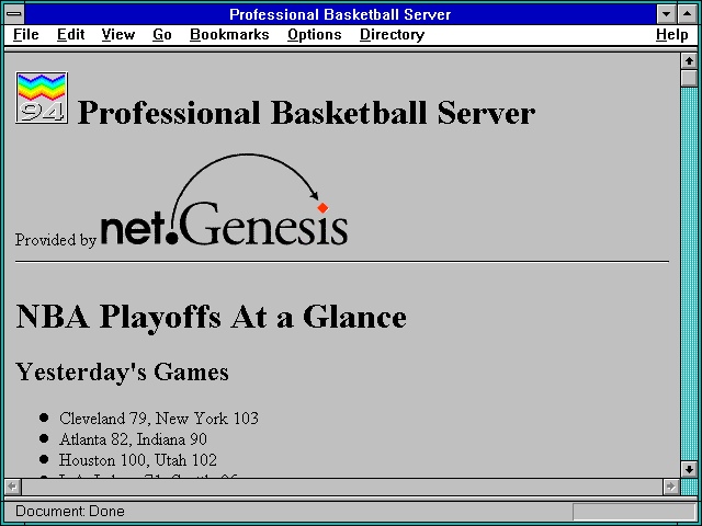 Screenshot of Professional Basketball Server