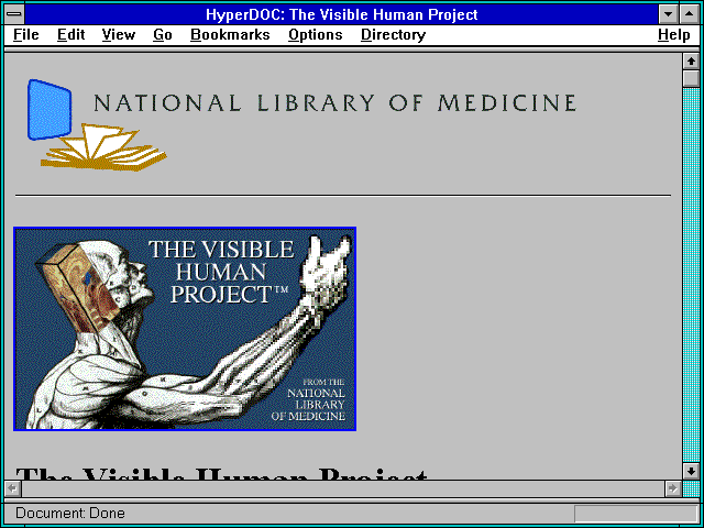 Screenshot of HyperDOC: The Visible Human Project