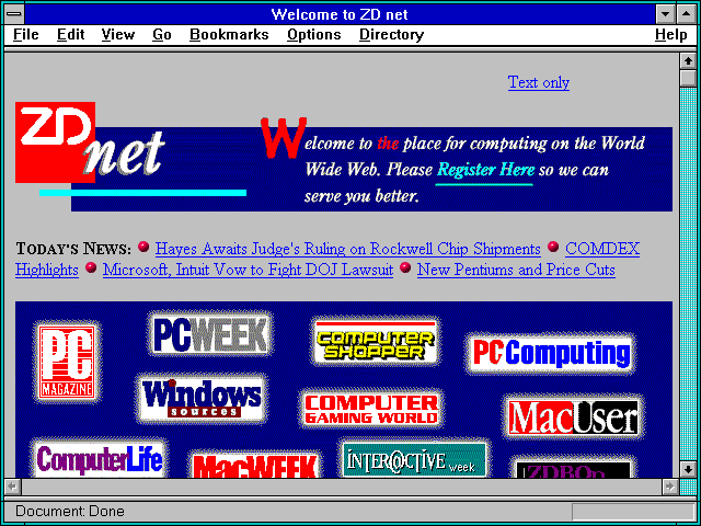 Screenshot of Welcome to ZD net