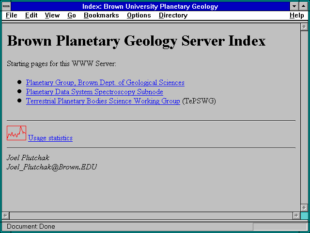 Screenshot of Index: Brown University Planetary Geology