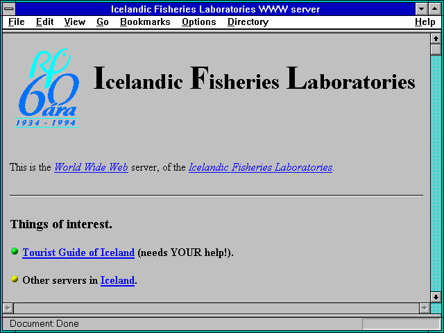 Screenshot of Icelandic Fisheries Laboratories WWW server