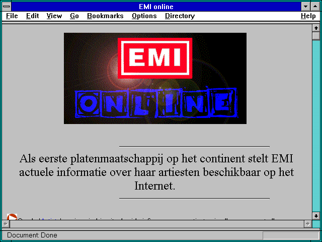 Screenshot of EMI online